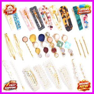 28 PCS Handmade Hair Clips Barrettes Bobby Pins Geometric Hair Accessories Set
